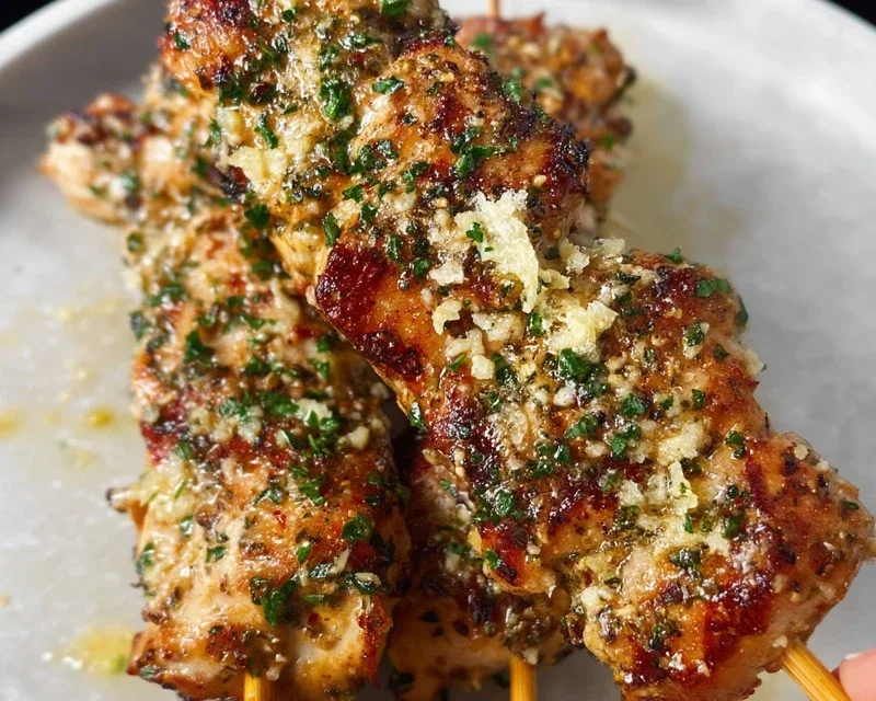 Garlic Parmesan Chicken Skewers