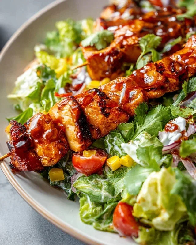 BBQ Chicken Skewer Salad