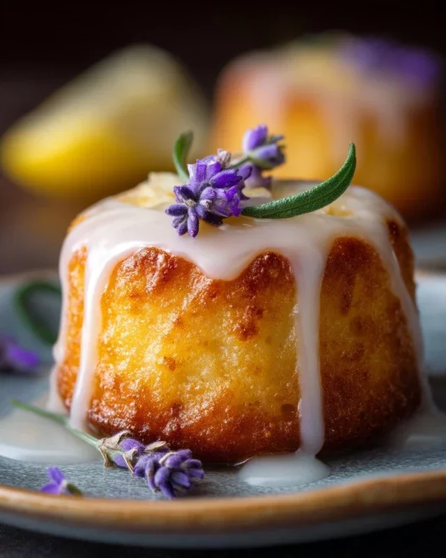 Mini Lemon Cakes With Lavender Glaze