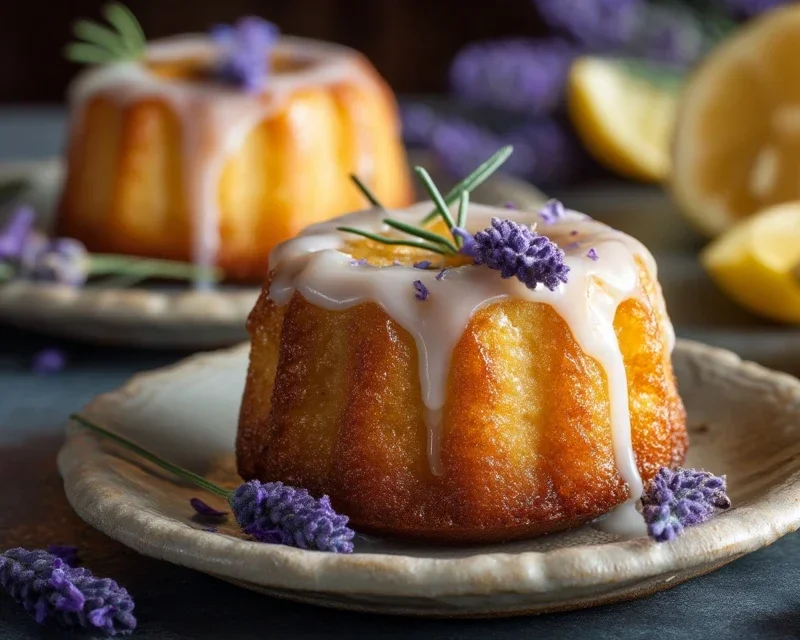 Mini Lemon Cakes With Lavender Glaze