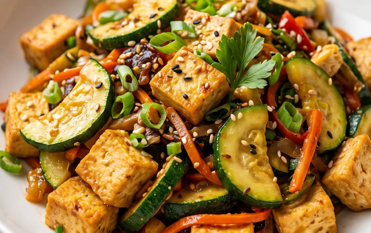 Zucchini Stir Fry With Tofu (Vegan)