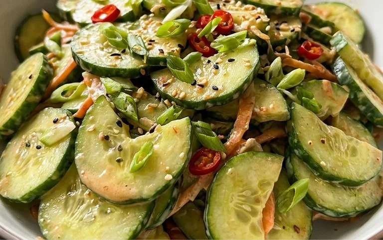 Creamy Asian Cucumber Salad Bowl