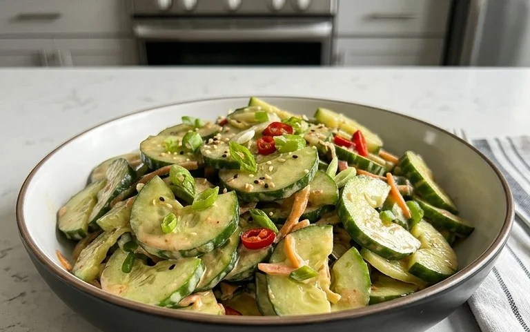 Creamy Asian Cucumber Salad Bowl