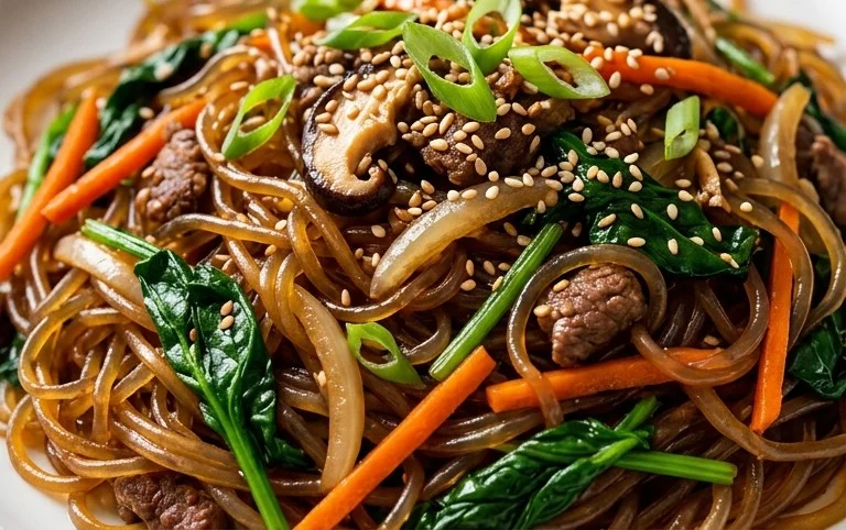 Japchae (Korean Glass Noodle Stir Fry)