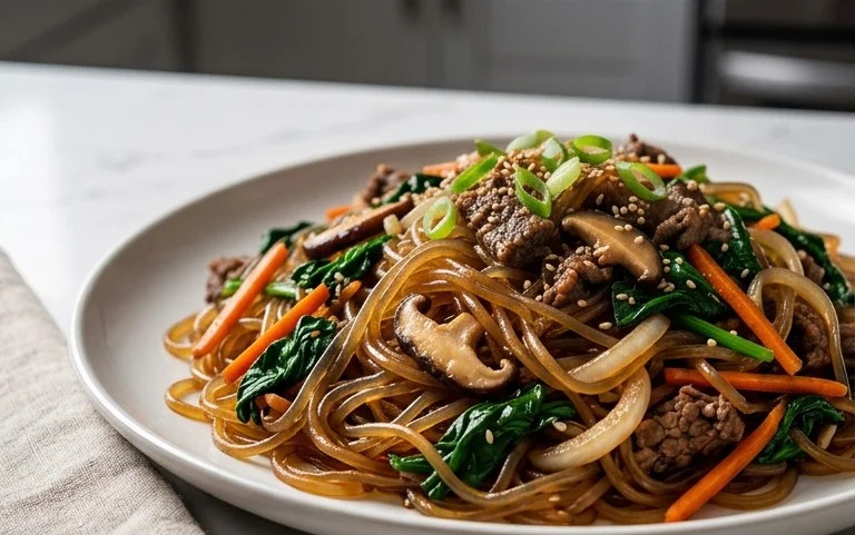 Japchae (Korean Glass Noodle Stir Fry)