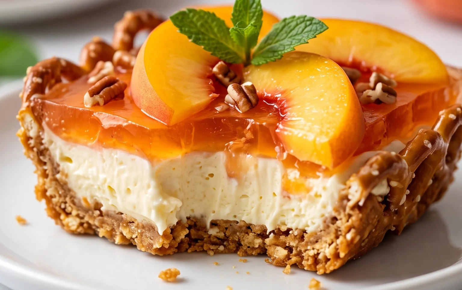 Peach Pretzel Salad Dessert