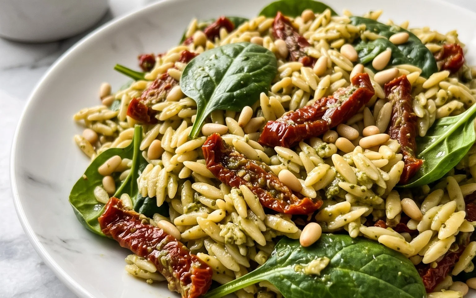 Sun Dried Tomato Orzo Pesto Salad