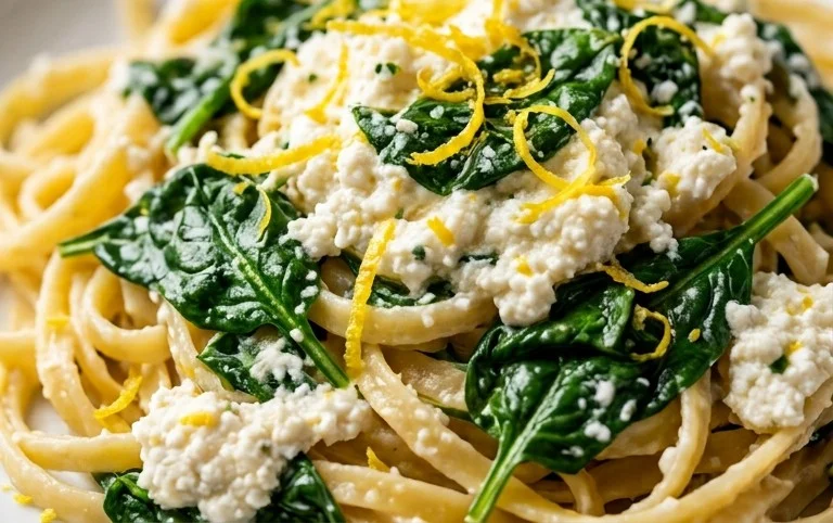 Lemon ricotta pasta & spinach