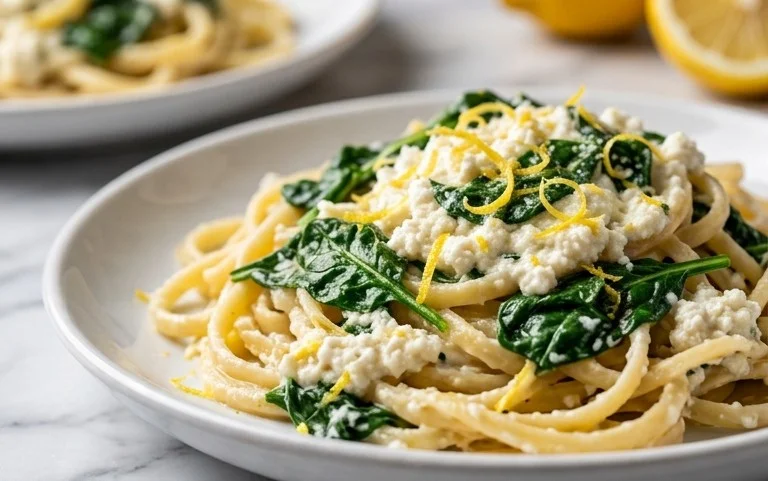 Lemon ricotta pasta & spinach