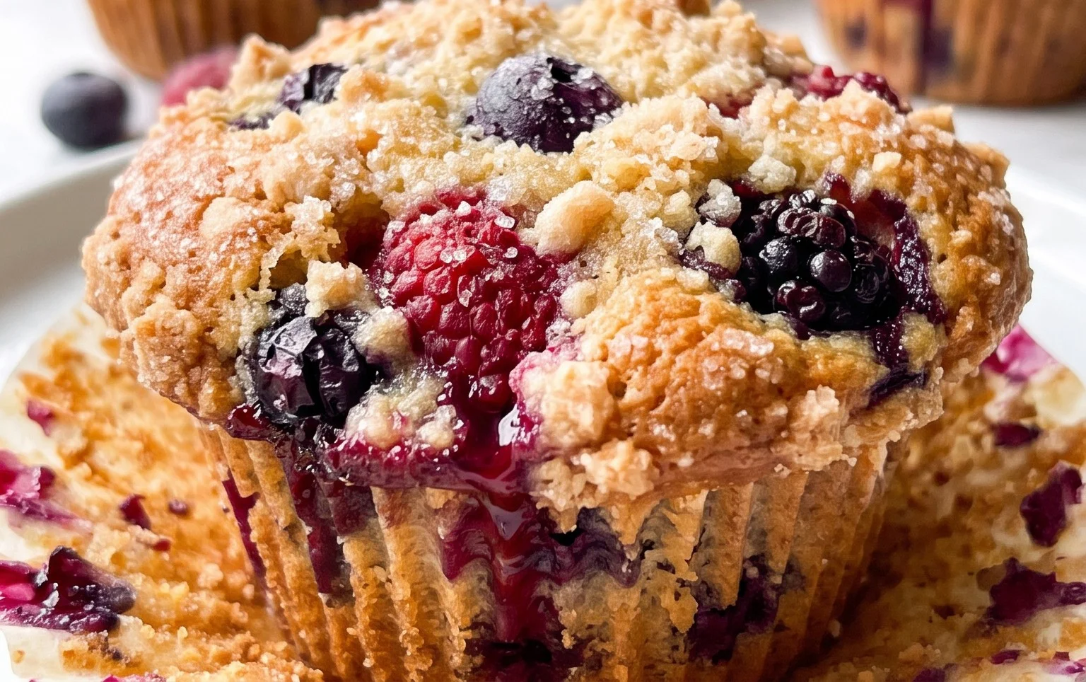Bakery Style Mixed Berry Muffins | with Frozen Berries