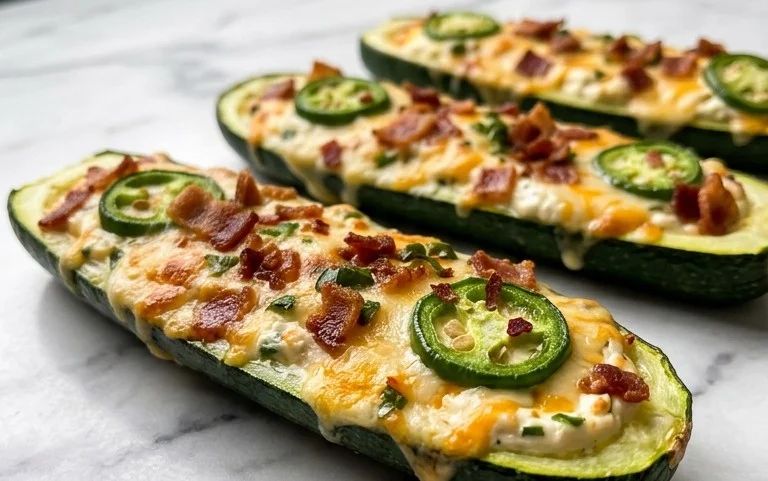 Jalapeno Popper Zucchini Boats