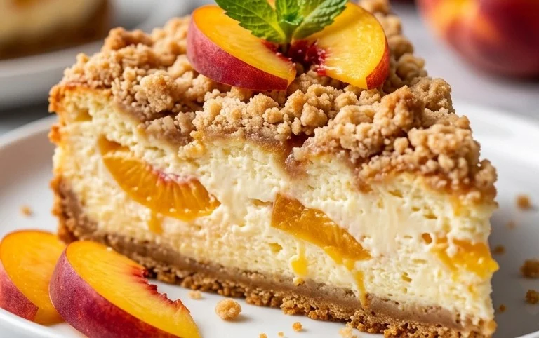 Peach Cream Cheese Cake with Streusel Topping