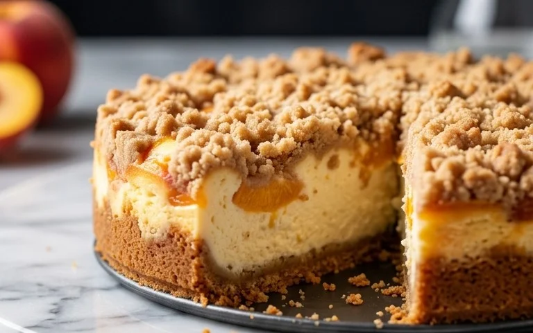 Peach Cream Cheese Cake with Streusel Topping