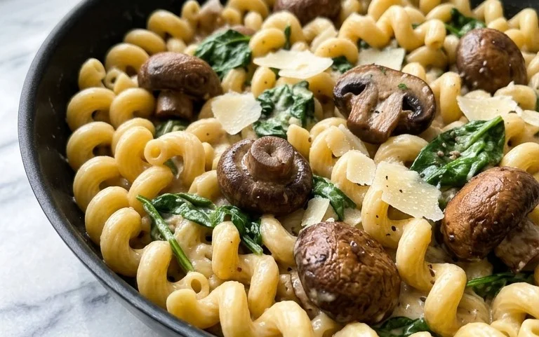 Parmesan Spinach Mushroom Pasta Skillet