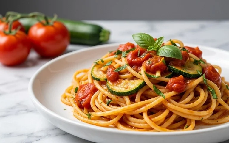 Healthy Tomato Zucchini Pasta