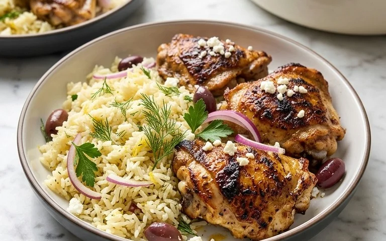 Greek Chicken and Lemon Rice (30 Minutes, One-Pot)