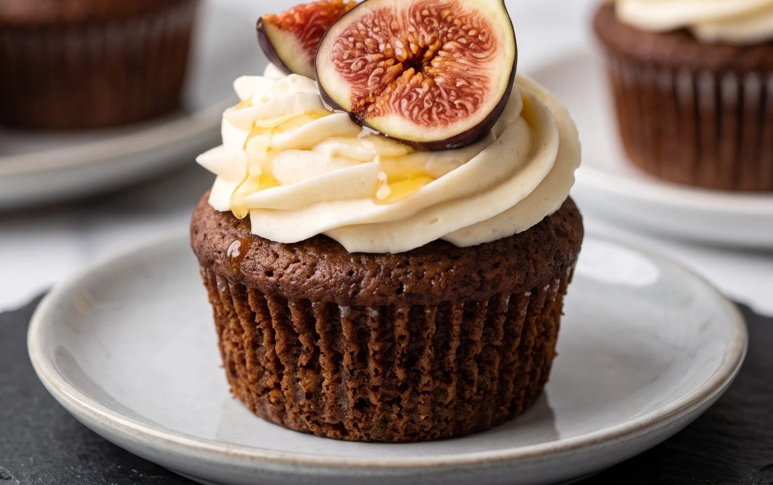 Fig Cupcakes with Honey Cream Cheese Frosting