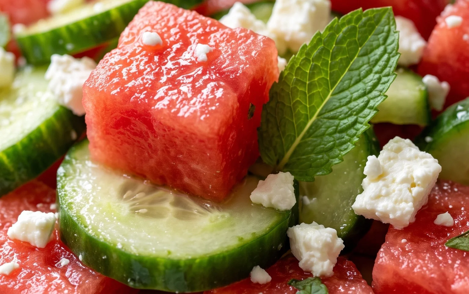 Watermelon Salad with Cucumber and Feta