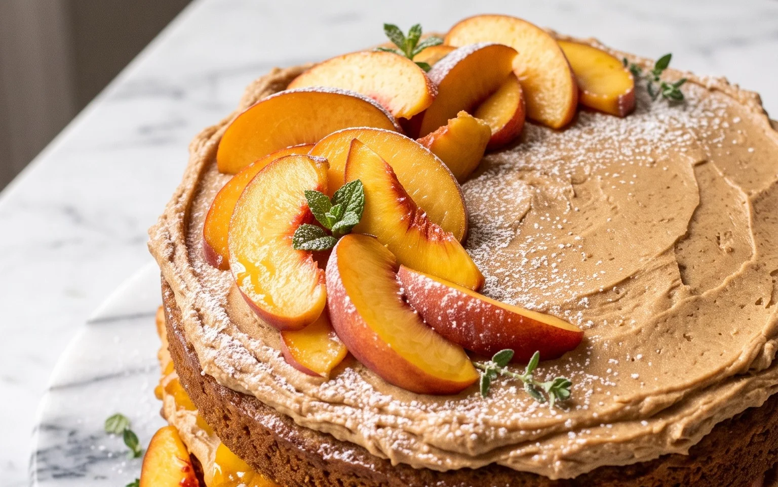 Brown Sugar Layer Cake with Peach Filling