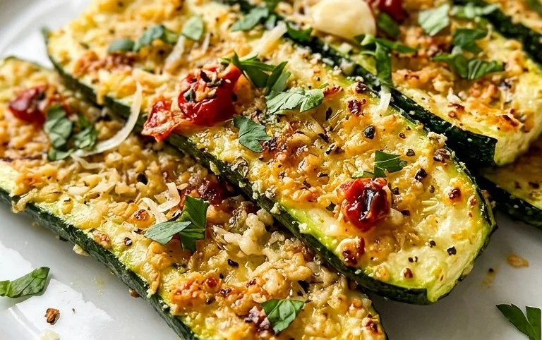 Irresistibly Crunchy Garlic Parmesan Roasted Zucchini