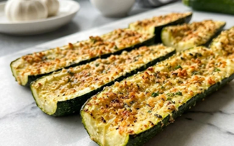 Irresistibly Crunchy Garlic Parmesan Roasted Zucchini